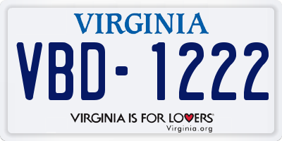 VA license plate VBD1222