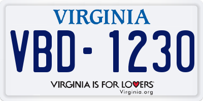 VA license plate VBD1230