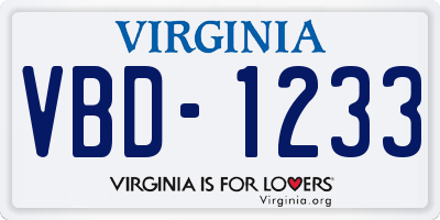VA license plate VBD1233