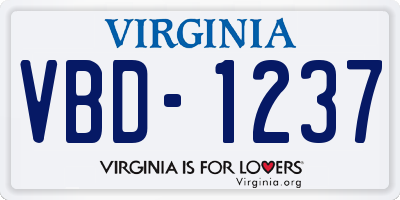 VA license plate VBD1237