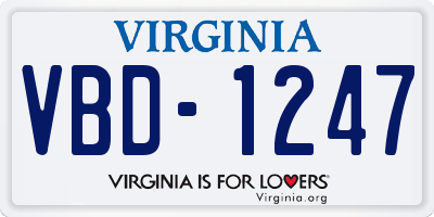 VA license plate VBD1247