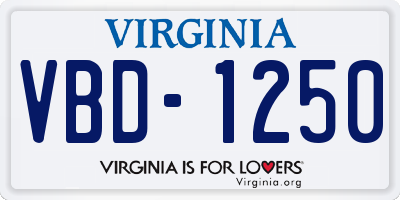 VA license plate VBD1250
