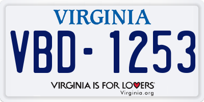 VA license plate VBD1253