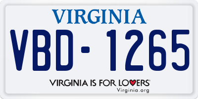VA license plate VBD1265