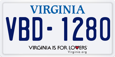 VA license plate VBD1280