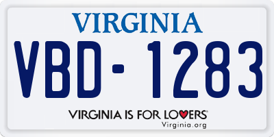 VA license plate VBD1283