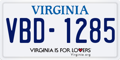 VA license plate VBD1285