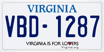 VA license plate VBD1287