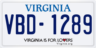 VA license plate VBD1289