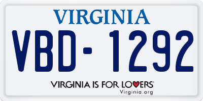 VA license plate VBD1292