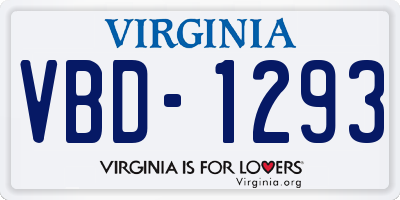 VA license plate VBD1293