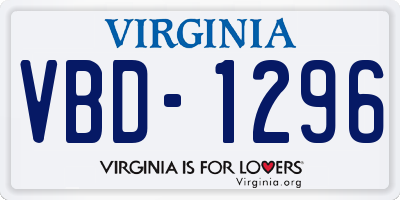 VA license plate VBD1296
