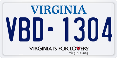 VA license plate VBD1304