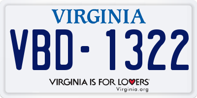 VA license plate VBD1322