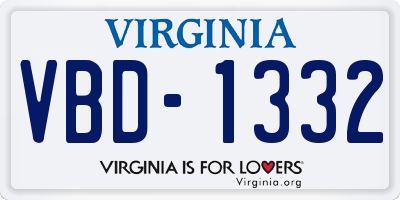 VA license plate VBD1332