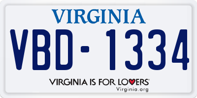 VA license plate VBD1334