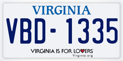 VA license plate VBD1335