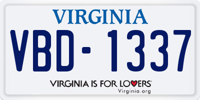 VA license plate VBD1337