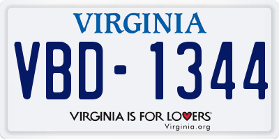 VA license plate VBD1344