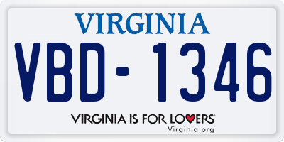 VA license plate VBD1346