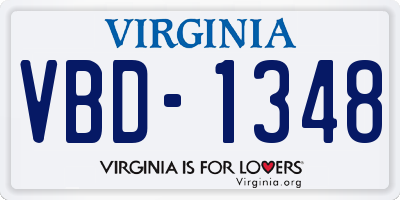 VA license plate VBD1348
