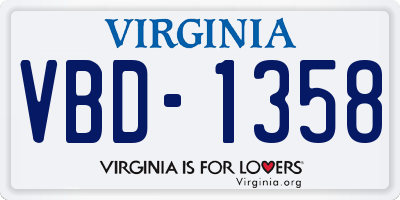 VA license plate VBD1358