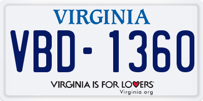 VA license plate VBD1360