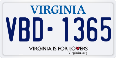 VA license plate VBD1365