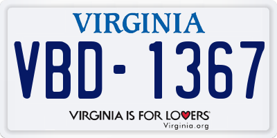 VA license plate VBD1367