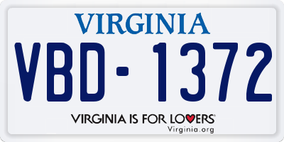 VA license plate VBD1372