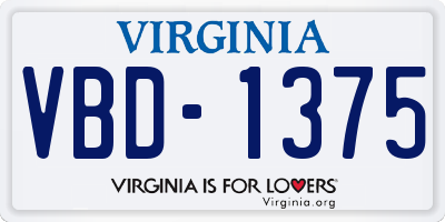 VA license plate VBD1375
