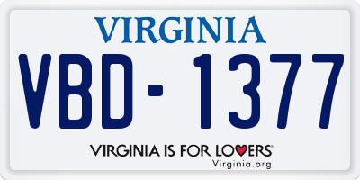 VA license plate VBD1377