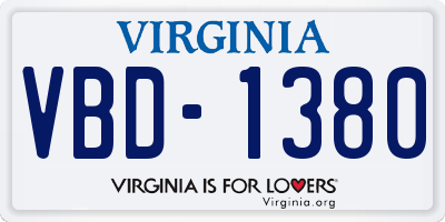 VA license plate VBD1380