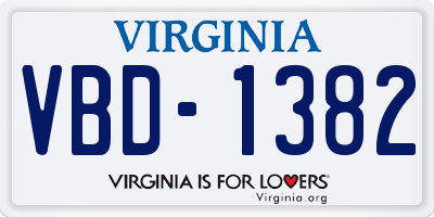 VA license plate VBD1382