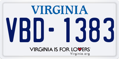 VA license plate VBD1383