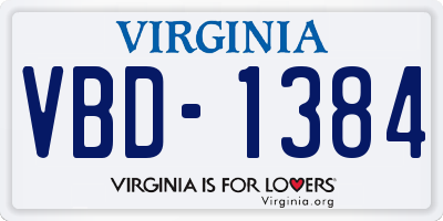 VA license plate VBD1384
