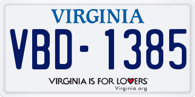 VA license plate VBD1385