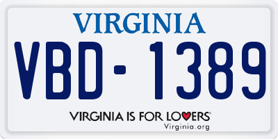 VA license plate VBD1389