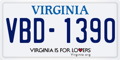 VA license plate VBD1390