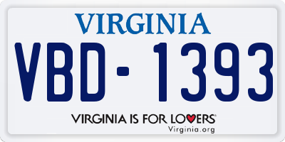 VA license plate VBD1393