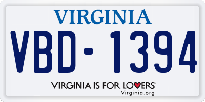 VA license plate VBD1394