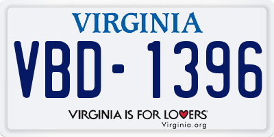 VA license plate VBD1396