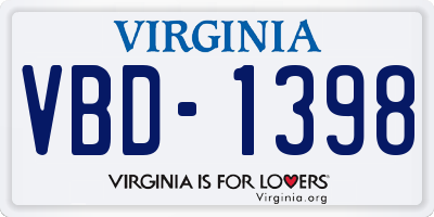 VA license plate VBD1398