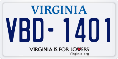VA license plate VBD1401