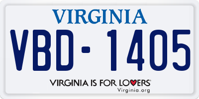 VA license plate VBD1405