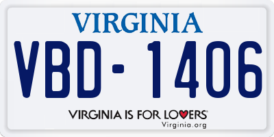 VA license plate VBD1406