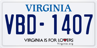 VA license plate VBD1407