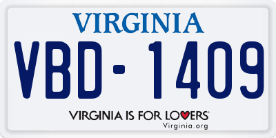 VA license plate VBD1409
