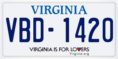 VA license plate VBD1420