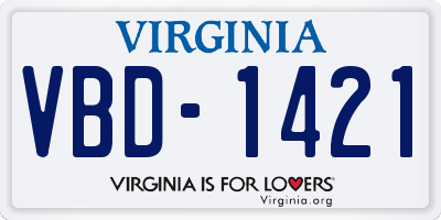 VA license plate VBD1421